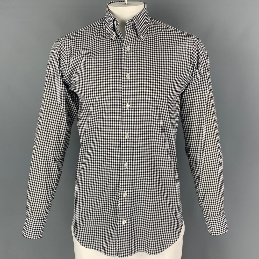 HAMILTON Size L Black White Gingham Long Sleeve Shirt